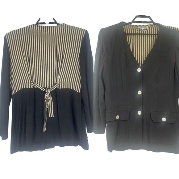 Vtg Marnie West Stripe Whimsigoth Jacket Sz L Stripe Stevie Nicks Witchy Boho 80 - Picture 1 of 13